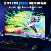 Norcent 27-inch FHD VA Gaming Curved Monitor with Rainbow Lights, 240Hz Refresh Rate, Eye Care 1080P Display, FreeSync G-Sync Compatible, 1ms DisplayPort, HDMI, DP and Speakers