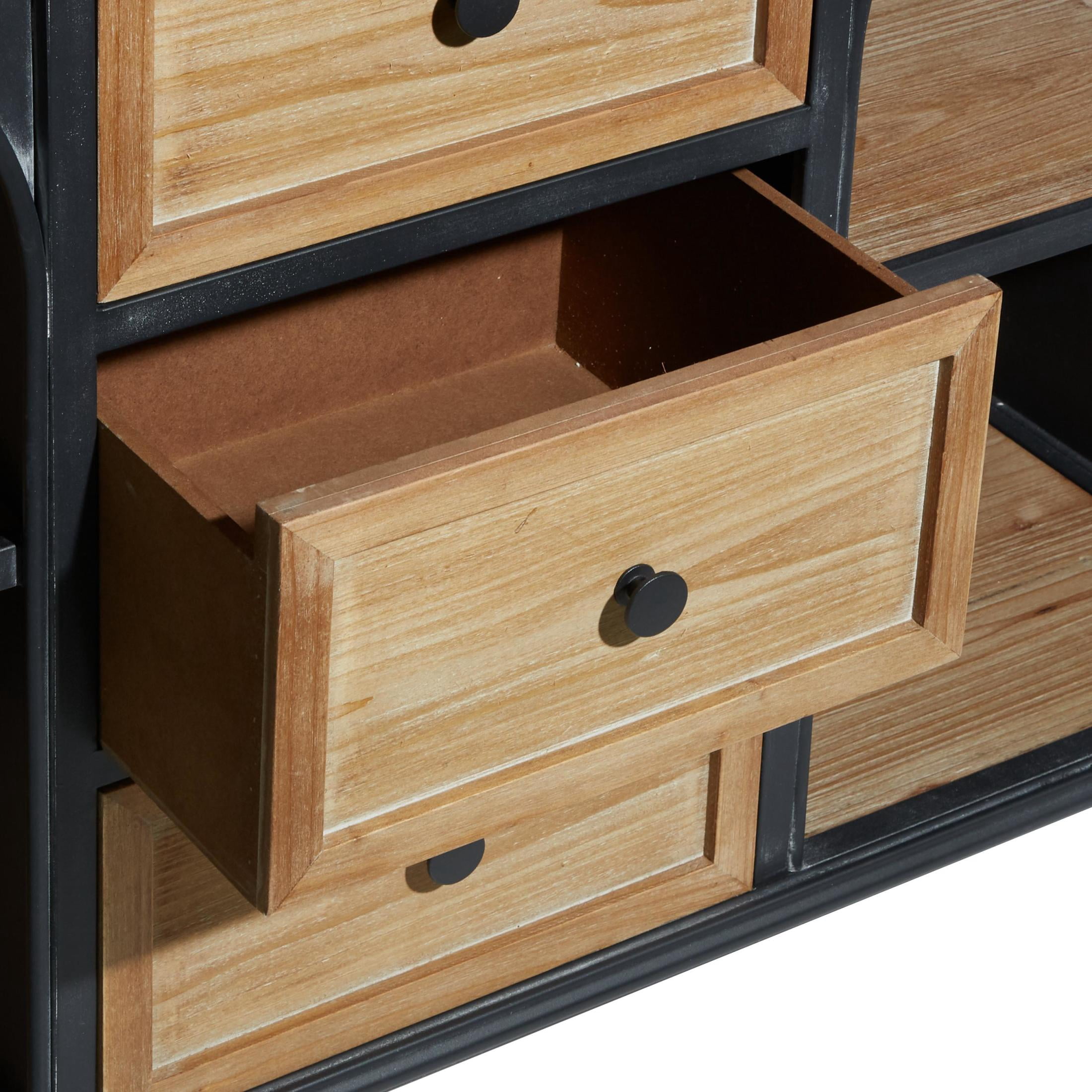 DecMode 47" x 32" Brown Wood 3 Drawer and 4 Shelf Cabinet, 1-Piece