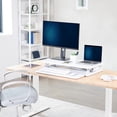 thumbnail image 3 of VIVO White Height Adjustable 32" Standing Desk Monitor Riser, Sit Stand Tabletop, 3 of 8