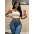 thumbnail image 3 of Moda Xpress Women's Juniors Butt Lifting High Waisted Stretch Blue Skinny Jeans 10800N, 3 of 6