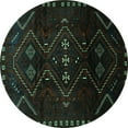 thumbnail image 1 of Ahgly Company Indoor Round Persian Turquoise Blue Traditional Area Rugs, 4' Round, 1 of 4