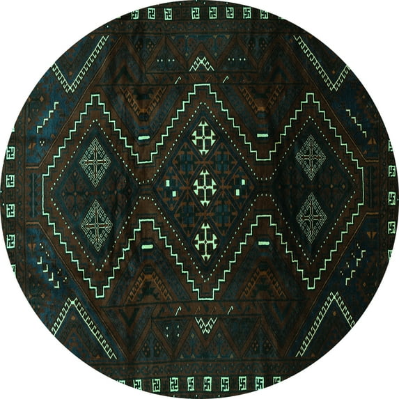 Ahgly Company Indoor Round Persian Turquoise Blue Traditional Area Rugs, 4' Round