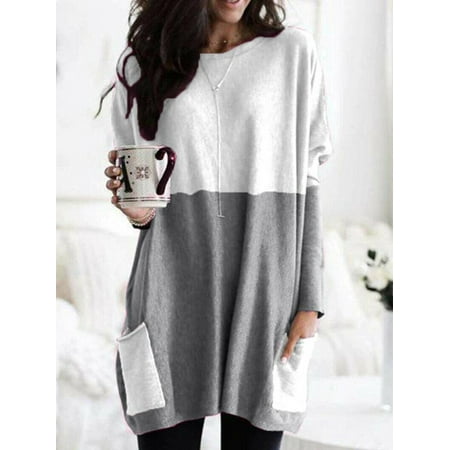 

Sexy Dance Women Maternity Long Sleeve Comfy Pockets T Shirts Dress Casual Baggy Round Neck Tunic Blouses Tee Ladies Plain Pullover Sweatshirt