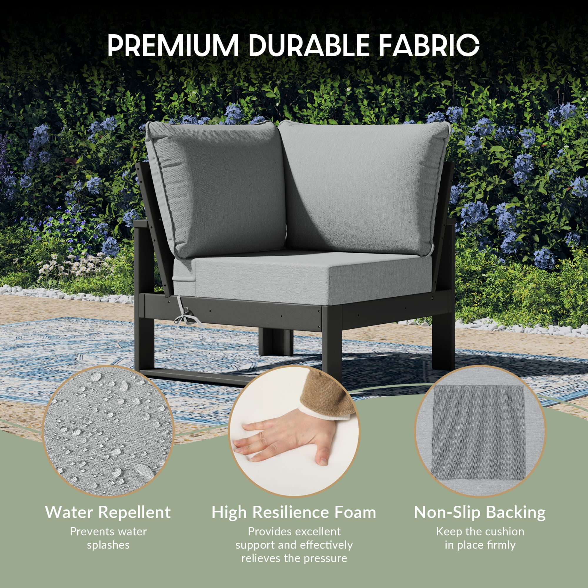 WestinTrends Montara Outdoor 4-Piece HDPE L-Shaped Modular Patio Sofa Furniture Set, Gray/Light Gray