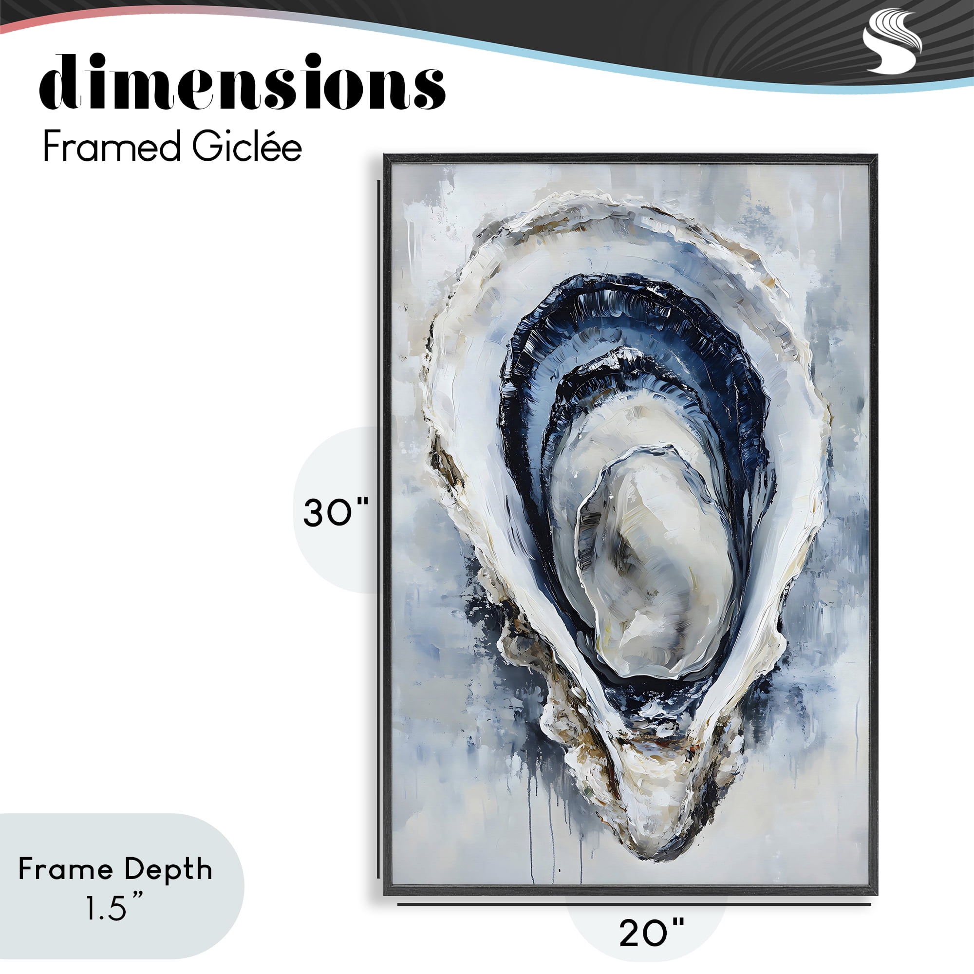Stupell Industries Blue Oyster Shell Interior Black Framed Giclee Art, design by Creative Studio