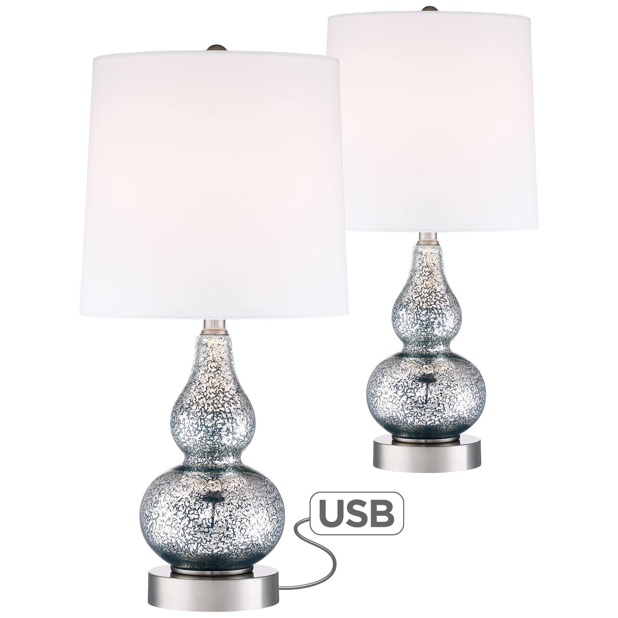 360 Lighting Modern Accent Table Lamps Set Of 2 With USB Charging