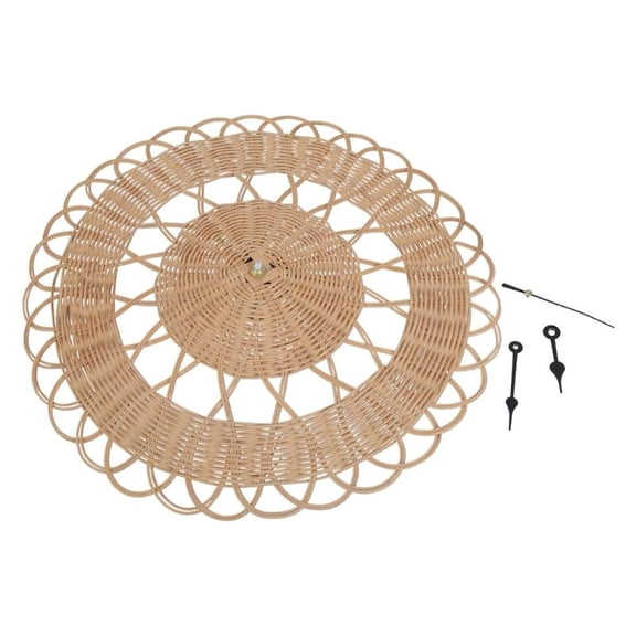 CEORPER Creative Vintage Rattan Woven Clock with Clear Number Hanging Wall Clock
