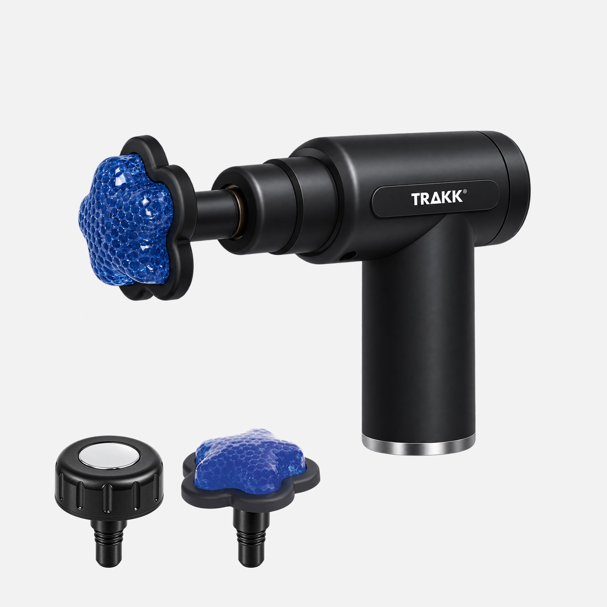 TRAKK Compact Hot & Cold Massage Gun with 6 Interchangeable Massage Heads, Rechargeable Cordless, 6 Speed Settings, Quiet Motor, 1 Count