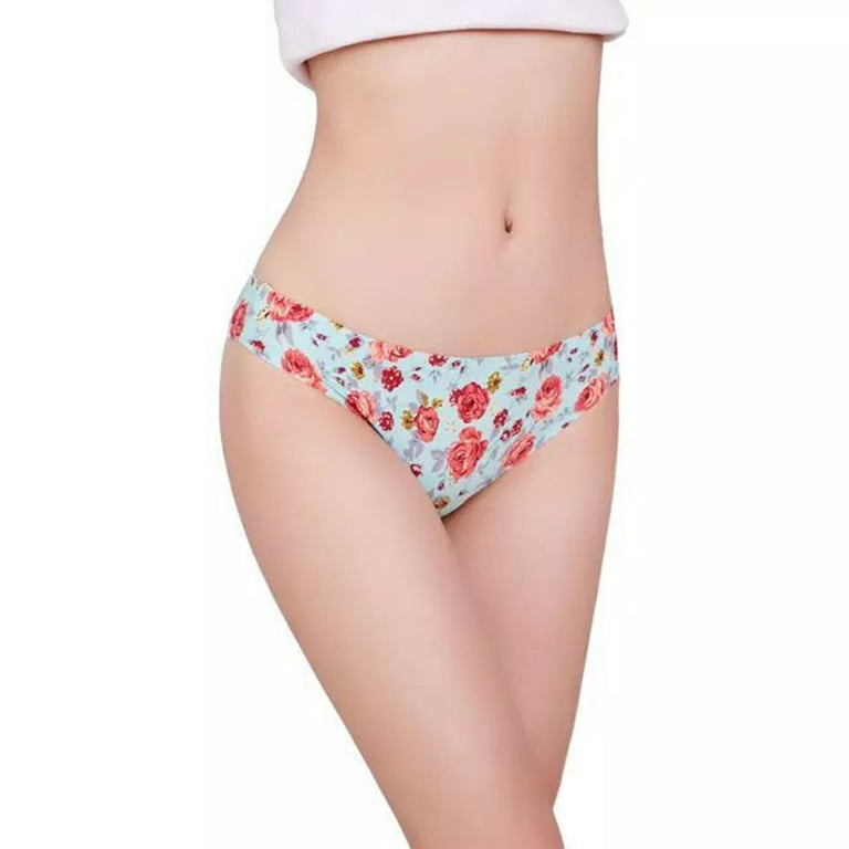 CLZOUD Female Underwear Pink Polyester Women Breathable Print Ladies Thong Panty  Underwear M 