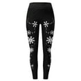 thumbnail image 4 of Fsqjgq Plus Size Christmas Leggings for Women Snowflake Printed High Waisted Holiday Black Leggings Casual Boot Pants Tights M Black, 4 of 5