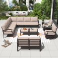 thumbnail image 3 of ALAULM Aluminum Patio Furniture Set with 2 Swivel Chairs L-Shaped Sofa Set 13-seat Metal Outdoor Furniture Patio Conversation Set w/5.1" Cushions for Patio, Backyard, Poolside-Sand, 3 of 7