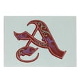 thumbnail image 1 of Letter a Cutting Board, Classic Ornamental Name Initials with Gothic Swirl Elements, Decorative Tempered Glass Cutting and Serving Board, Small Size, Turquoise Purple Red, by Ambesonne, 1 of 1