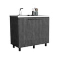 thumbnail image 4 of Depot E-Shop Utility Base Cabinet Stainless Steel Countertop and 2-Door, Smokey Oak -Kitchen, 4 of 6