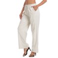 thumbnail image 4 of HDE Women's Linen Drawstring Pants Wide Leg Trouser with Pockets Khaki Sand - XL, 4 of 6