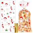 thumbnail image 1 of 100 bolsas de galletas de caramelo de Navidad, bolsas de regalo de Navidad de plástico transparente con lazos de torsión de 100 piezas para fiesta de Navidad JAMW Sencillez, 1 of 5