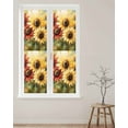 thumbnail image 2 of Window Privacy Film Summer Sunflowers Stained Glass Window Film Decorative Sun Block Window Cover Red Yellow Floral Leaf Wood Grain Window Clings Static Adhesive Sticker for Bathroom 17.7"x78.7", 2 of 7