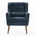 thumbnail image 2 of Modern Accent Chair Upholstered Living Room Chairs with Tapered Wooden Legs and Waist Pillow, Comfy Chenille Armchair Reading Chair for Living Room Bedroom Office (Dark Blue), 2 of 7