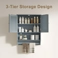 thumbnail image 6 of Bathroom Wall Cabinet with Towels Bar, 23.6" L x7.9 W x27.5 H MDF Material Medicine Cabinet, 2 Doors Over The Toilet Space Saver Storage Cabinet with Large Space, Grey, 6 of 15