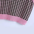 thumbnail image 4 of Fshiont Oversized Sweater Vest Women Casual V Neck Houndstooth Knit Sweaters 2025 Fall Aesthetic Checkered Work Vests Hot Pink 2XL, 4 of 6