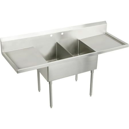 Elkay Ss8248lrof Sturdibilt 96" Double Basin Free Standing Stainless Steel Utility Sink -
