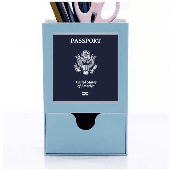 Tourist Country American Unique Flag Memorial Desk Supplies Organizer Pen Holder Card