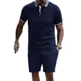 thumbnail image 2 of Kakii Men's 2 Piece Golf Outfit Set, Button-Down Short Sleeve Polo Shirt & Matching Shorts, Summer Casual Sweatsuit, 2 of 9