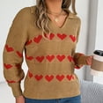 thumbnail image 7 of Qetyuw Oversized Sweater for Women Heart Print V Neck Long Sleeve Sweaters Fall Hollow Out Casual Pullover Jumpers, 7 of 7
