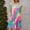 Hot Pink, variant on HKEJIAOI Floral Dress for Women Deals Clearance Birthday Dress Women Fashion Casual Gradient Olor Sleeveless O-Neck Ankle-Length Dress Pink