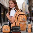thumbnail image 3 of HUIACONG 17" Orange Crane Boys 4PCS Backpack Set, Large School Bookbag with Lunch Bag for Teen Boys Age 8-14, 3 of 7