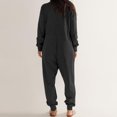 thumbnail image 2 of TQWQT Women's Casual Loose Jumpsuits Long Sleeve V Neck Oversized Rompers Baggy Overalls Lounge Pajamas Onesie Jumper Black S, 2 of 5