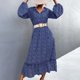 thumbnail image 2 of Vestido de mujer primavera/verano con cordones y cuello en V floral vestido suelto falda oscilante Wmkox8yi  FGJ1658, 2 of 6