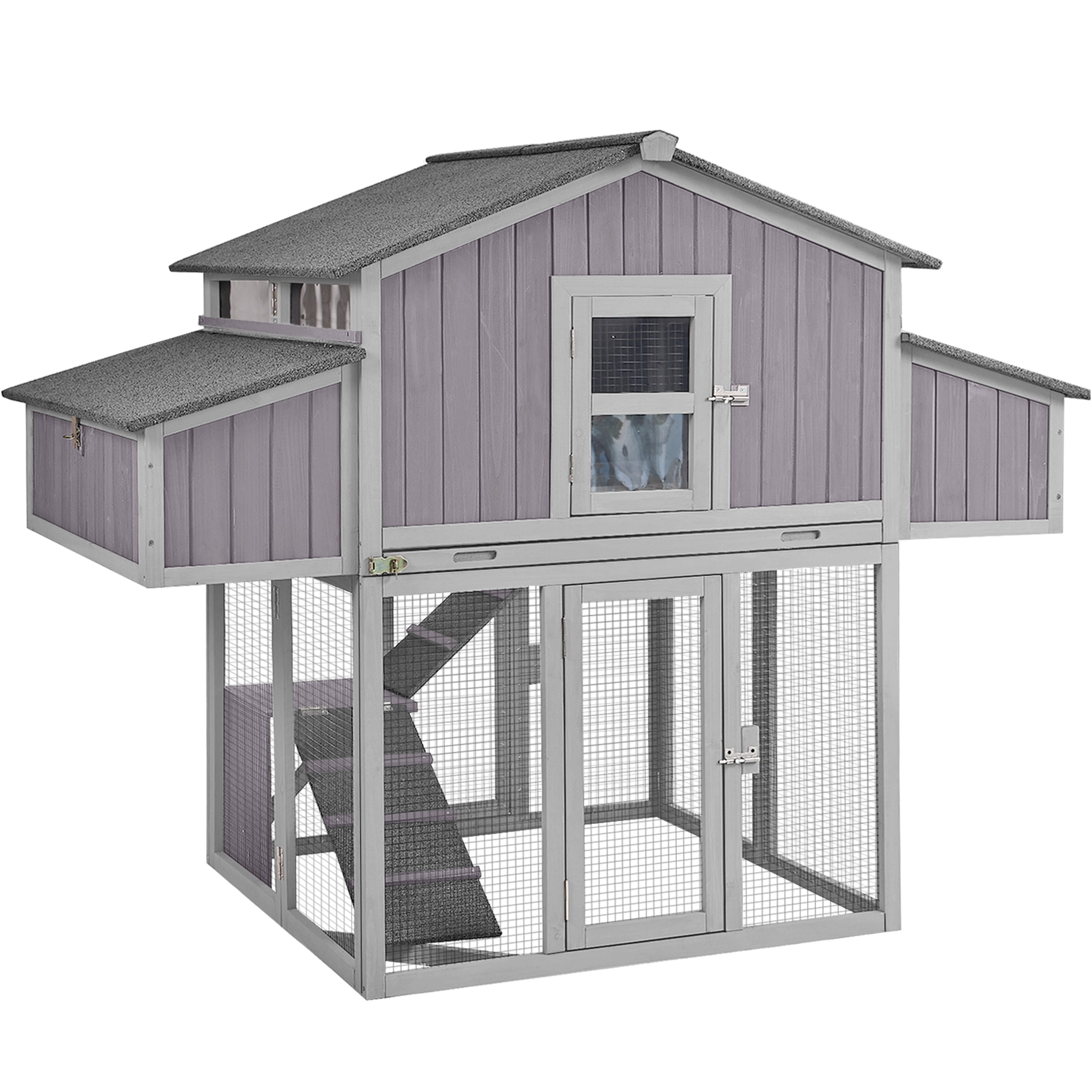 Foldable Chicken Coop with Two Nest Box, 69.8'' Wooden Hen