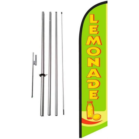 Lemonade Advertising Feather Banner Swooper Flag Sign with Flag Pole Kit and Ground Stake