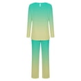 thumbnail image 5 of Vintage Nightgown Women's Long Sleeve Pajamas Set with Pockets Soft Pants with Long Sleeve Tops Ladies Sleepwear Gradient Printed Casual Tops Pants Pajama Set Green XXL, 5 of 6