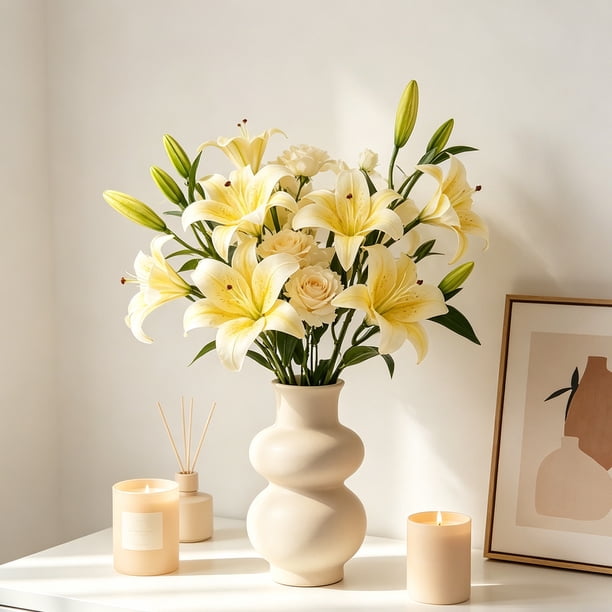 Artificial Lilys Flower Ornaments For Home And Hotel Use Wedding Decorations And Perfume Installation Required
