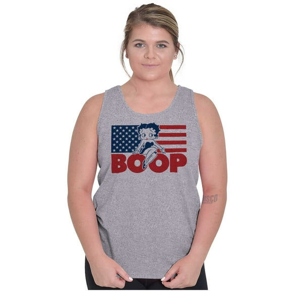 Betty Boop American Flag Patriotic Tank Top Tee Shirt Women Brisco Brands X