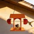 thumbnail image 5 of Rustic Wooden Bird Feeder, Hanging Outdoor Garden Feeder with Hinged Lid & Easy-Clean Removable Tray, 1.3lb Capacity for Finches, Chickadees, Small Songbirds, 5 of 8