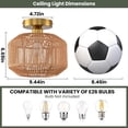 thumbnail image 4 of Boho Ceiling Light Fixture, Coastal Handmade Woven Light Fixtures Ceiling Mount, Brown Rattan Semi Flush Mount Ceiling Light for Nursery Kitchen Bedroom Living Room Hallway Laundry, E26 Base, 4 of 4