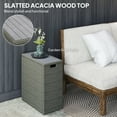 thumbnail image 5 of Outsunny 17-Gallon Small Deck Box, UV Resistant Wicker Outdoor Storage Box with Slatted Acacia Wood Top for Patio Cushions and Garden Tools, Gray, 5 of 9