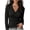 Black, variant on Women's Tops Wrap V Neck Solid Casual Basic Long Sleeve Slim Lightweight Soft Fashion Tshirt Blouse XXL