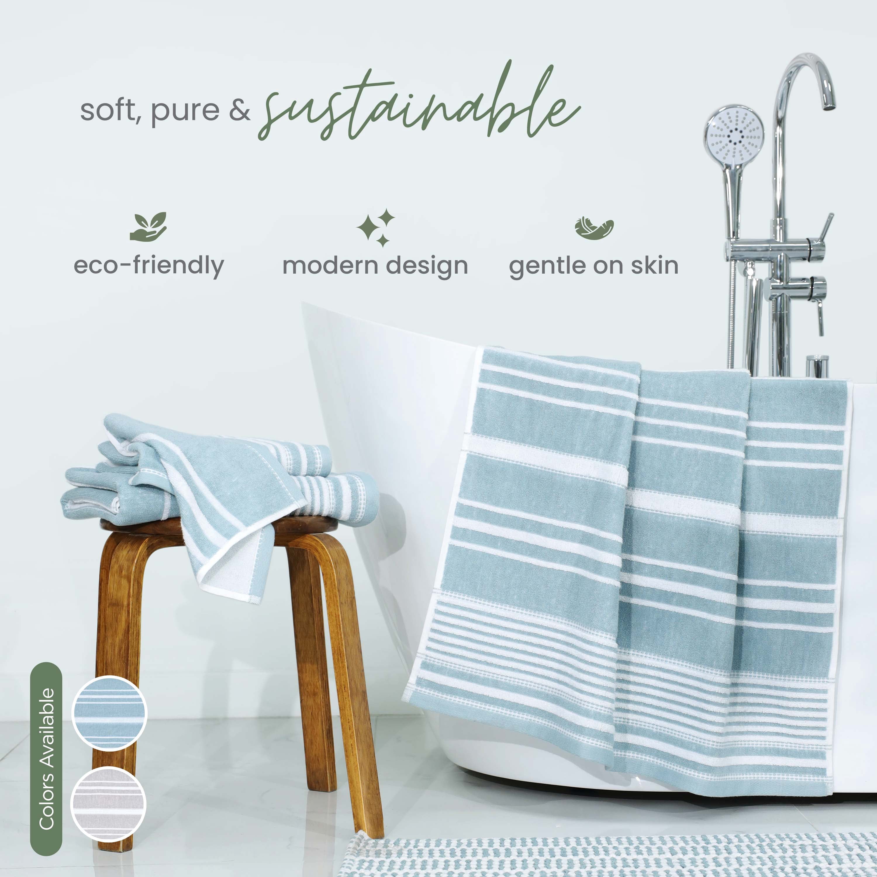 Martex Restore Batten Stripe Bath Towel, 30" x 56", Mineral