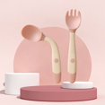 thumbnail image 1 of Juego de 2 uds de cuchara y tenedor de silicona para utensilios de bebé, comida auxiliar para niños pequeños, aprender a comer, entrenamiento, tenedor suave flexible, vajilla infantil Tan Jianjun  unisex, 1 of 2