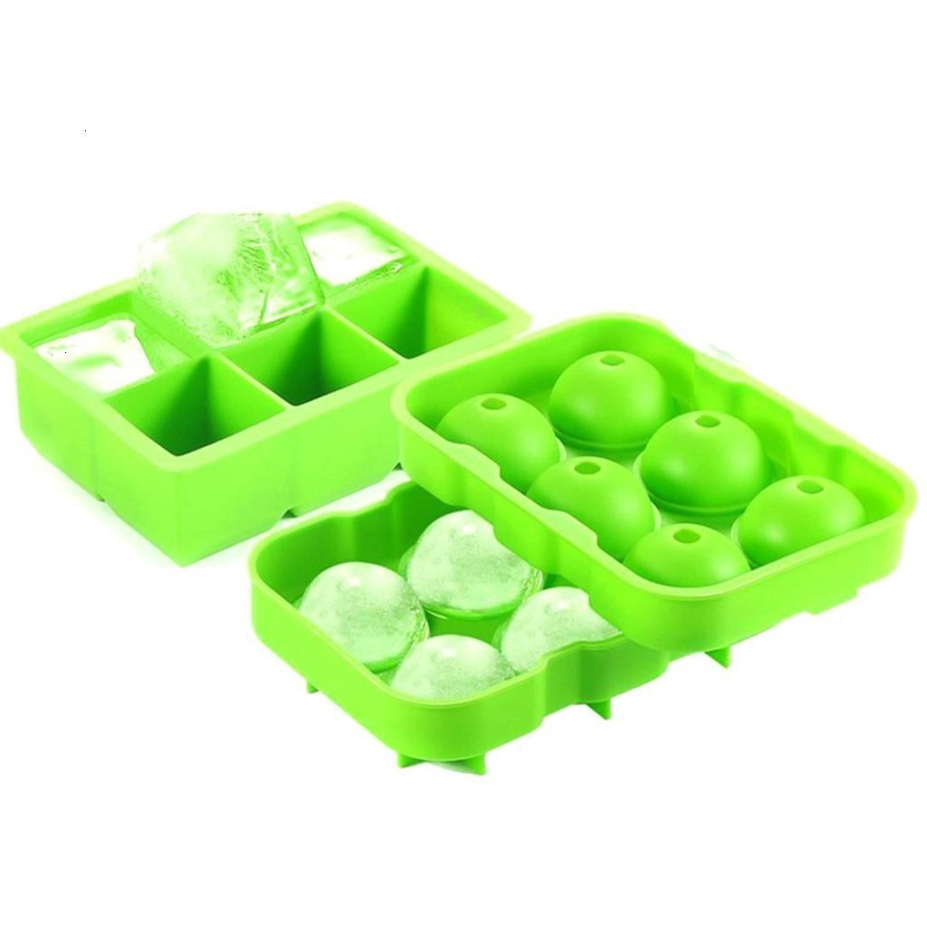 2 PCS Round and Square Flexible Food Grade Ice Tray Kitchen Accessories Ice Maker for Wine Cocktails