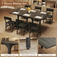thumbnail image 5 of Tomnk 7-Piece Dining Table Set for 4-6, Extendable Kitchen Table Cushion Chairs Set of 6 with 6 Chairs, Rectangle Dining Table with Metal Frame & MDF Board, Folding for Small Apartment, Grey Oak, 5 of 9