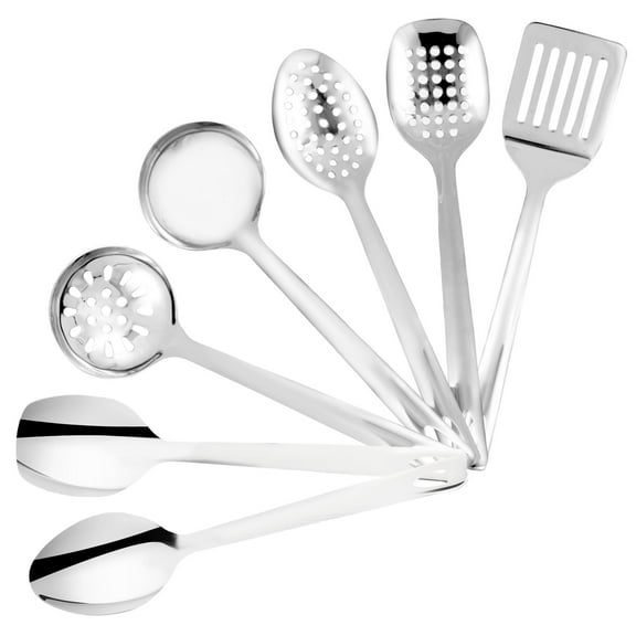 7Pcs Stainless Steel Cooking Utensil Set Heat Resistant Kitchen Utensil Set Spatula and Soup Ladle Kit with Ergonomic Handle Dishwasher Safe for Kitchen