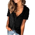 thumbnail image 1 of Sonducket Blusa de gasa casual para mujer Camisa de manga corta con botones Prendas para la parte del cuerpo negro METRO, 1 of 7