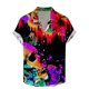 thumbnail image 3 of Camisas vintage con estampado floral de calaveras para hombre, divertidas camisetas de manga corta con estampado de calaveras en 3D, camisas hawaianas con solapa estampada para hombre, 3 of 5