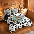 thumbnail image 2 of meiyoeat Western Leopard Monogram B 7 Pieces Full Size Bedding Sets For Boys,Cow Print Initial Art Full Size Bed in a Bag,Black Reversible, 2 of 7