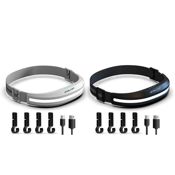 Lámpara Linterna LED COB para acampar, linterna frontal reflectante, recargable por USB para correr (negro)