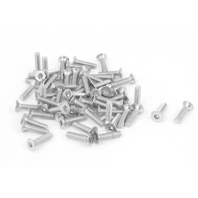 M2 x 8mm 304 Tornillo Acero inoxidable hexagonal Enchufe avellanado Cabeza plana pernos 50pcs